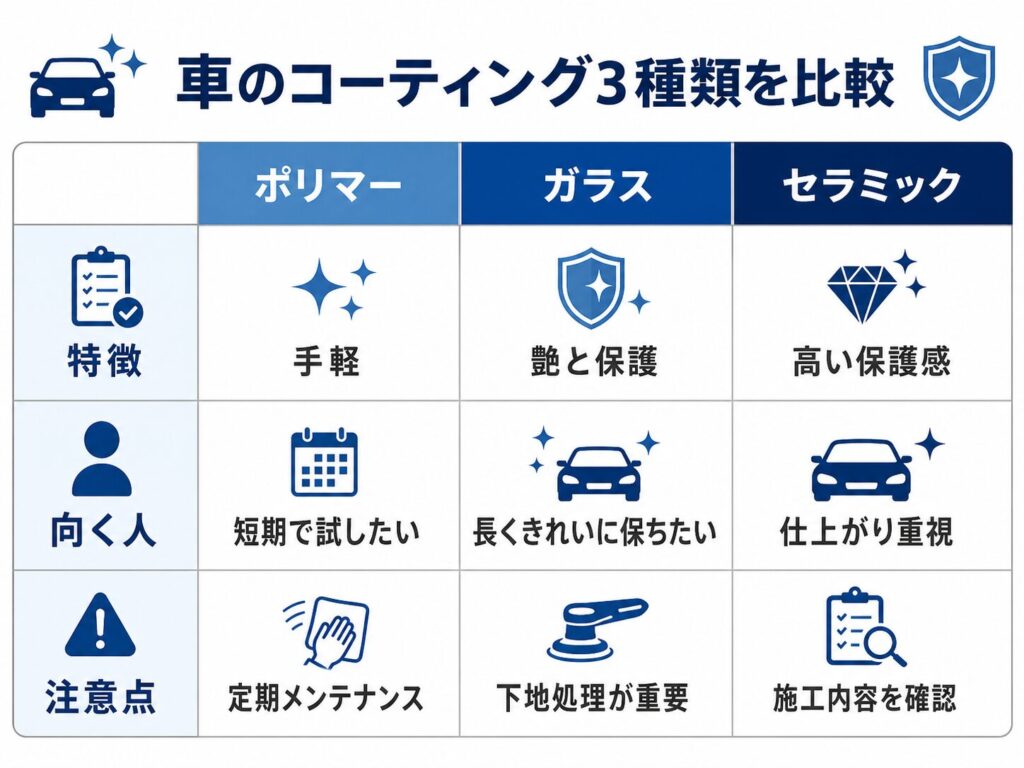 セラミックコーティングとガラスコーティングの違い