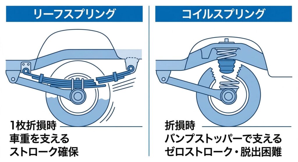 1枚折れても機能するリーフの応急性