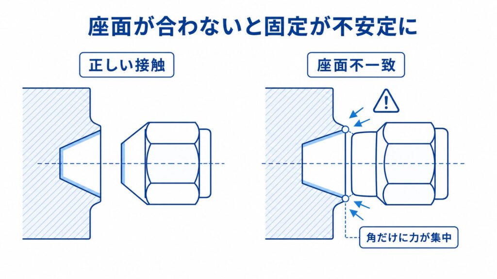 ネジが合っても座面が合わなければ危険
