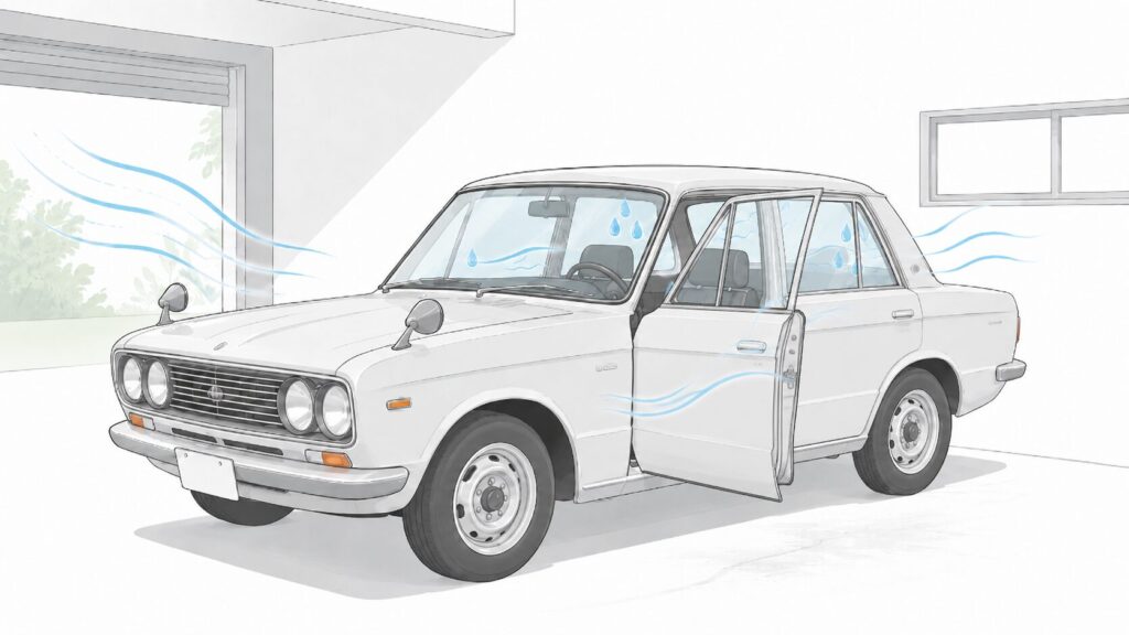 旧車や長く乗りたい車ほど換気と乾燥を意識したい