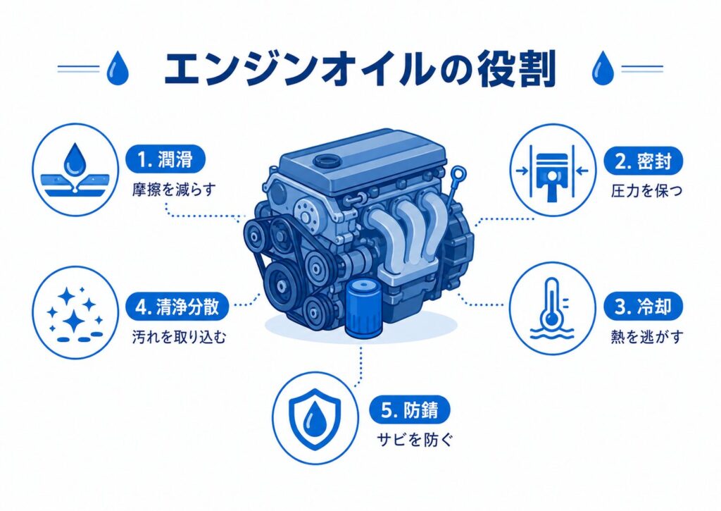 エンジンオイルの役割とは？