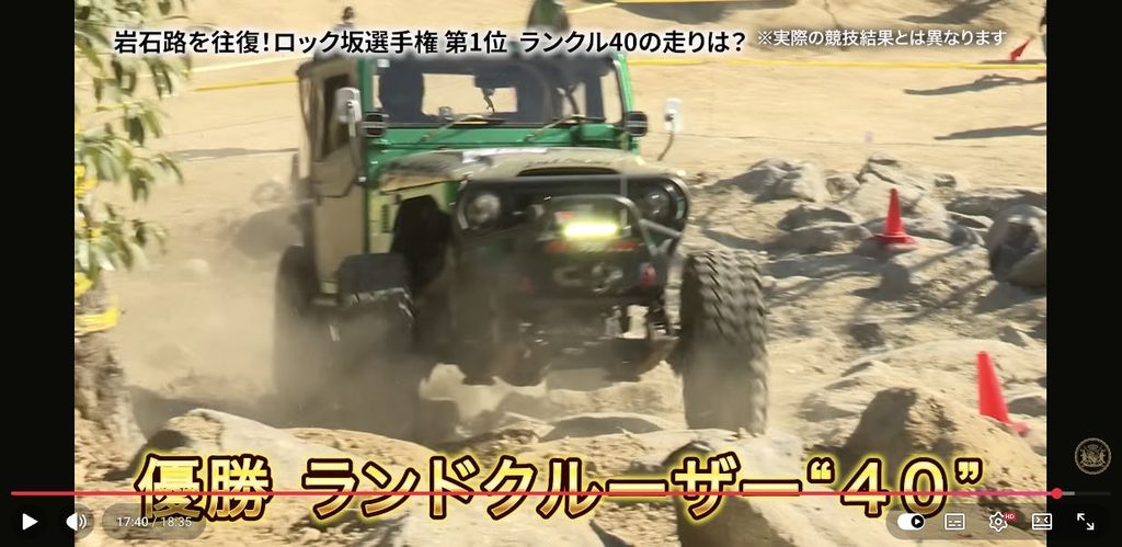 動画内企画で「優勝 ランドクルーザー40」と紹介