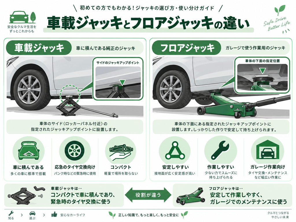 車載ジャッキとフロアジャッキではポイントが違う場合がある